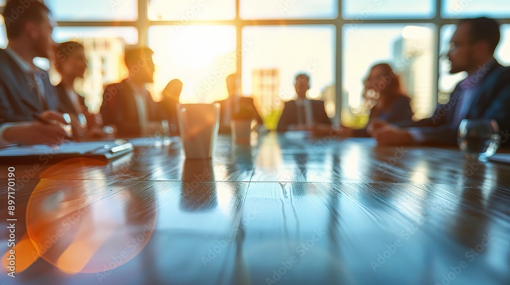 Golden Hour Strategy Session: A blurred silhouette of a diverse business team engaged in a meeting during golden hour, emphasizing collaboration and decision-making with a warm, optimistic tone. Golden Hour Strategy Session: A blurred silhouette of a diverse business team engaged in a meeting during golden hour, emphasizing collaboration and decision-making with a warm, optimistic tone.