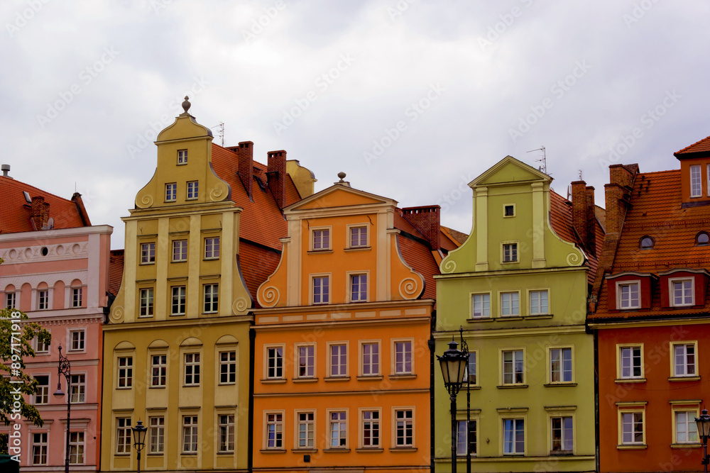 Fototapeta premium Colorful Old houses in old town, wroclaw, poland