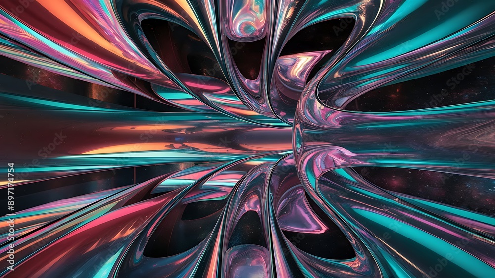 Abstract 3d art background with curve shape. Holographic color Abstract 3d art background with curve shape. Holographic color