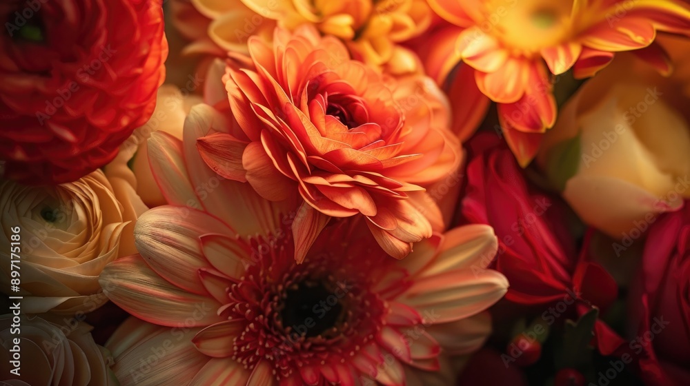 Macro photograph of a lovely bouquet of fresh blooms Macro photograph of a lovely bouquet of fresh blooms