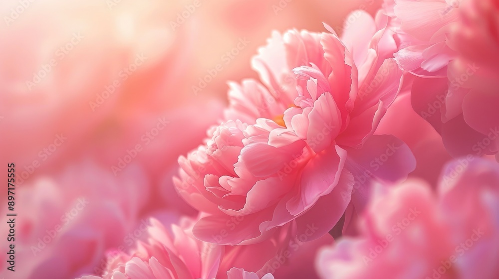 Macro shot of pink peony creating a soft pastel floral backdrop Macro shot of pink peony creating a soft pastel floral backdrop