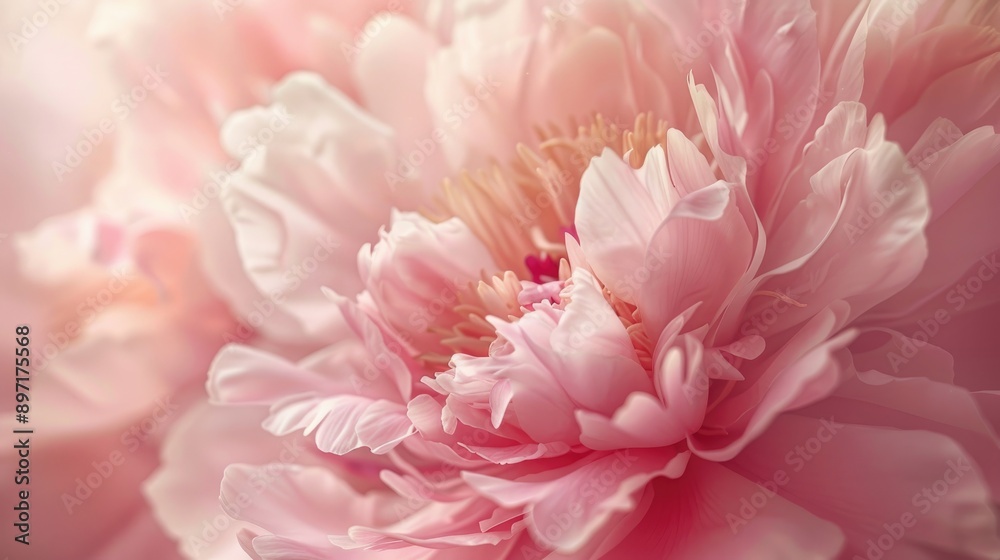Macro shot of pink peony creating a soft pastel floral backdrop Macro shot of pink peony creating a soft pastel floral backdrop