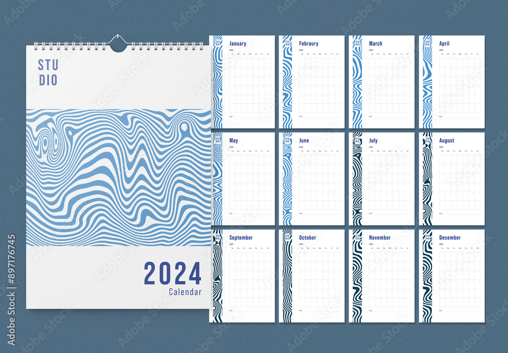 2024 Calendar Layout Stock Template | Adobe Stock