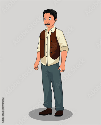 Indian men cartoon character design for 2d animation video