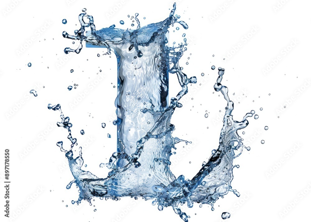 Water splash forming the letter I, isolated on white background, ideal for creative and design projects. Generative ai Water splash forming the letter I, isolated on white background, ideal for creative and design projects. Generative ai