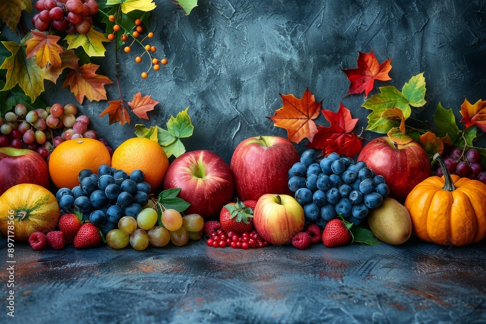 Autumn food on the table, background. Generation AI Autumn food on the table, background. Generation AI