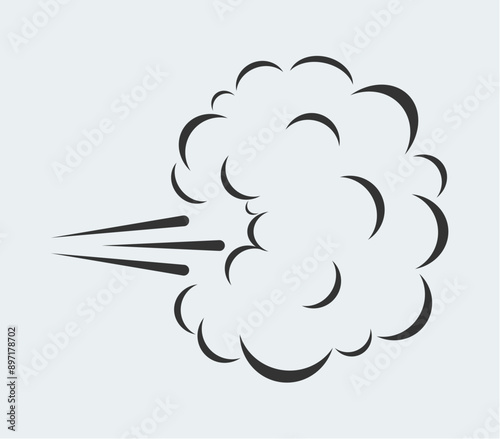 Steam cloud or air puff with comic style icon vector design.