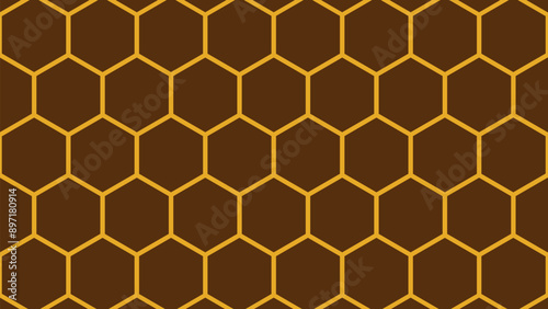 Honeycombs Pattern with honeycombs on a brown background. Seamless honeycombs. Colors are easily edited. 