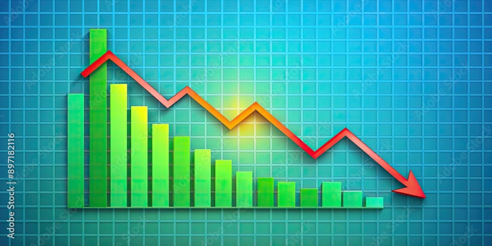 Vibrant graphic chart depicting an up and down trend , vibrant, colors, chart, trend, stock, market, financial, business Vibrant graphic chart depicting an up and down trend , vibrant, colors, chart, trend, stock, market, financial, business