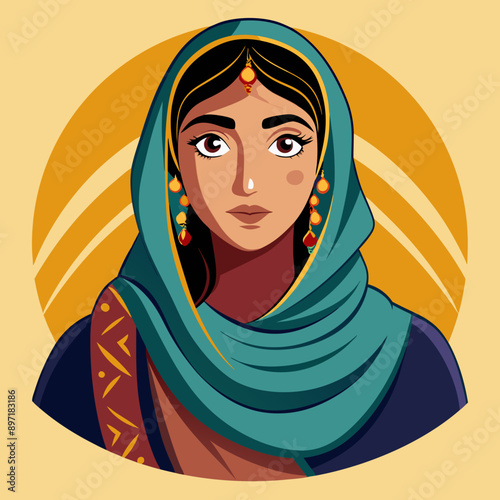 beautyful arabic woman vector illustration