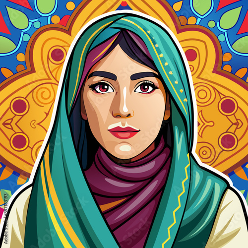 beautyful arabic woman vector illustration
