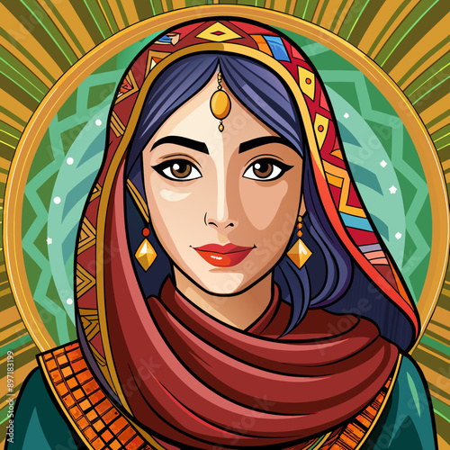 beautyful arabic woman vector illustration