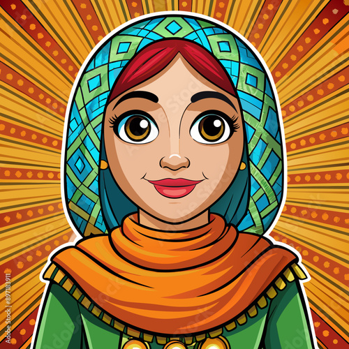 beautyful arabic woman vector illustration