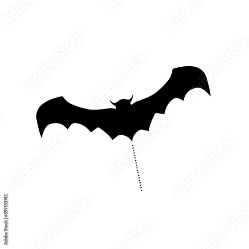 Black silhouettes of halloween bats set on white background