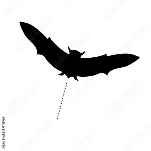 Black silhouettes of halloween bats set on white background