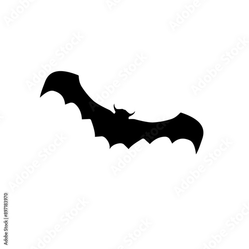 Black silhouettes of halloween bats set on white background