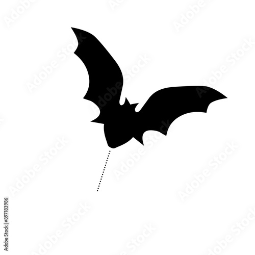 Black silhouettes of halloween bats set on white background
