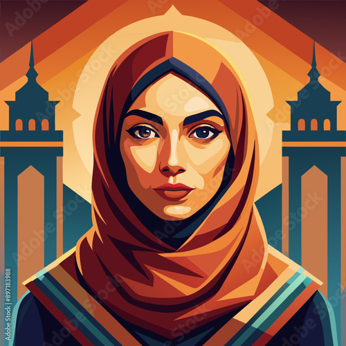 beautyful arabic woman vector illustration