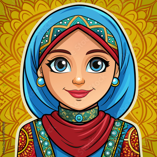 beautyful arabic woman vector illustration
