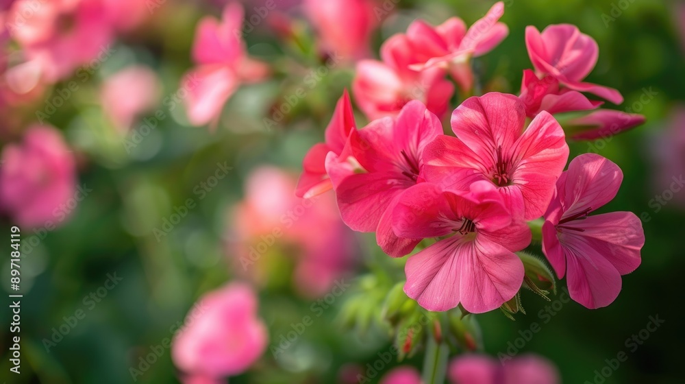 Flourishing pink geranium bloom in a vibrant garden Flourishing pink geranium bloom in a vibrant garden