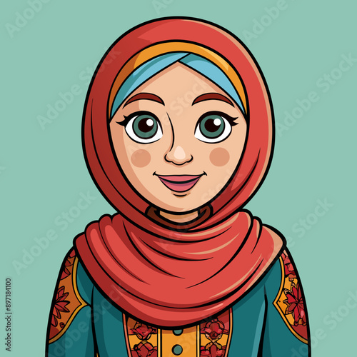 beautyful arabic woman vector illustration
