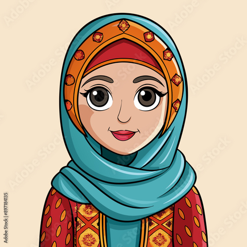 beautyful arabic woman vector illustration