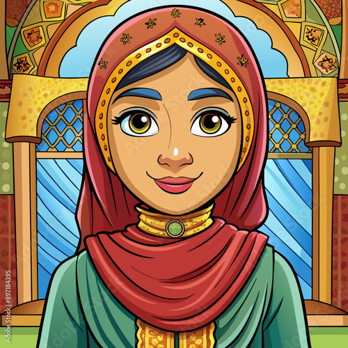 beautyful arabic woman vector illustration