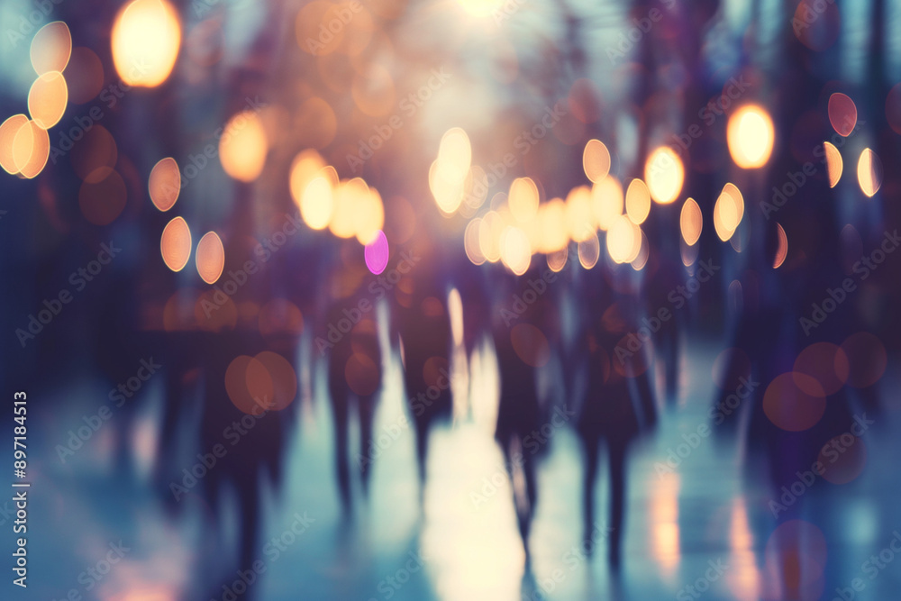 Blurred Silhouettes of People Walking in Park at Dusk, Capturing Calm and Peaceful Atmosphere, Concept of Relaxation and Leisure. Generative AI Blurred Silhouettes of People Walking in Park at Dusk, Capturing Calm and Peaceful Atmosphere, Concept of Relaxation and Leisure. Generative AI