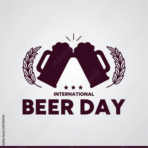 international beer day, beer day editable social media template, international beer day stock illustration, vector illustration.