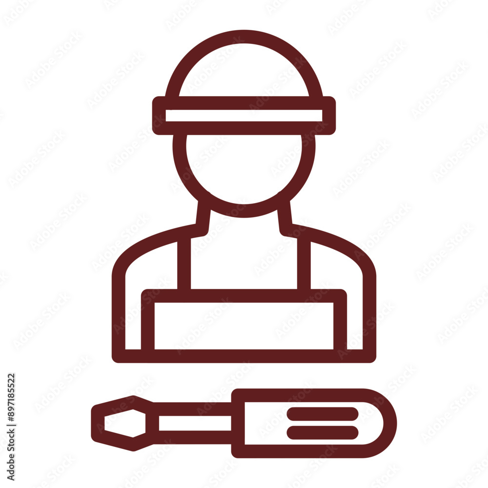 Technician Vector Line Maroon Icon Design Technician Vector Line Maroon Icon Design