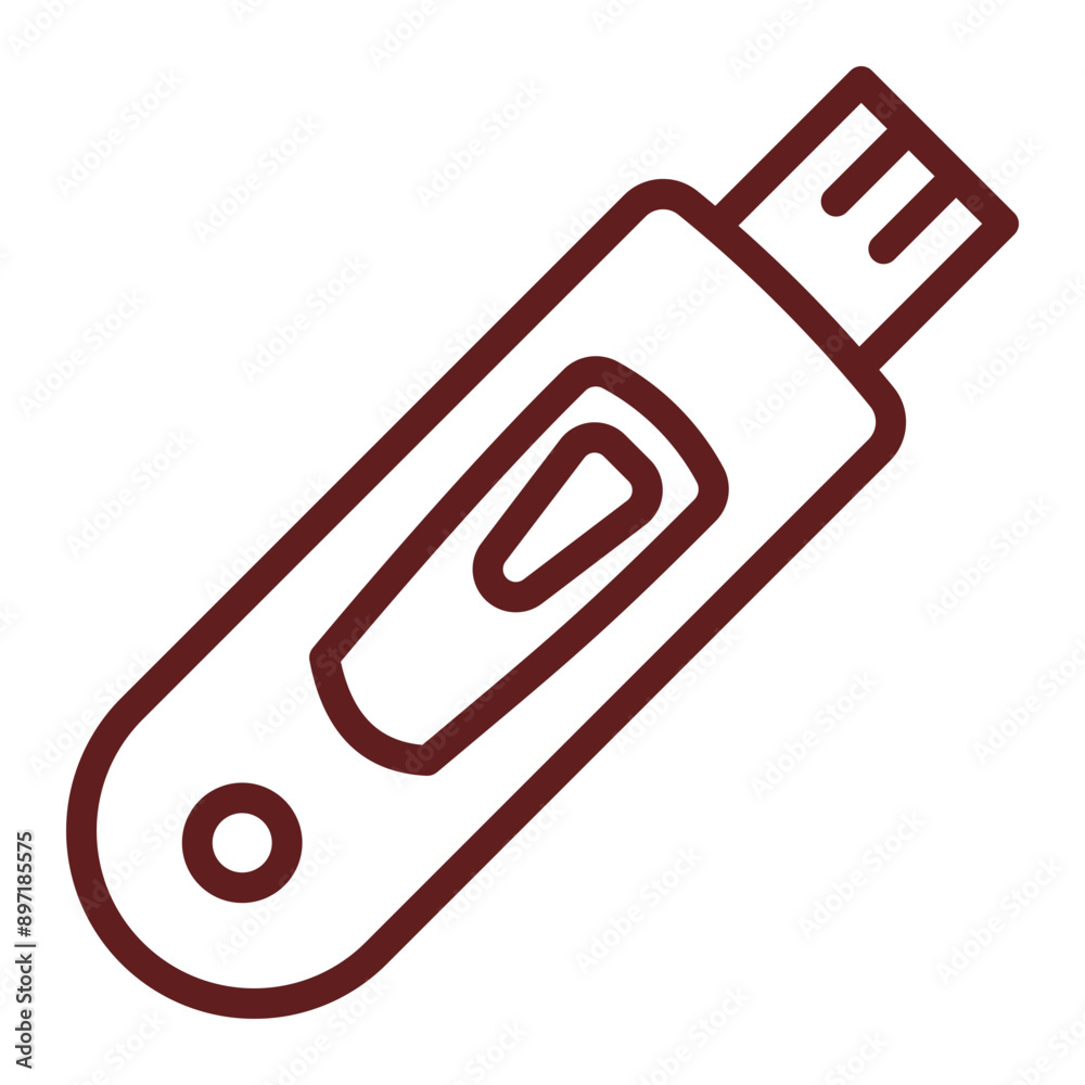 Usb Drive Vector Line Maroon Icon Design Usb Drive Vector Line Maroon Icon Design