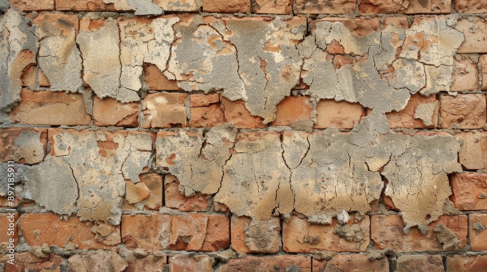 Deteriorating brick wall with large cracks for design Deteriorating brick wall with large cracks for design