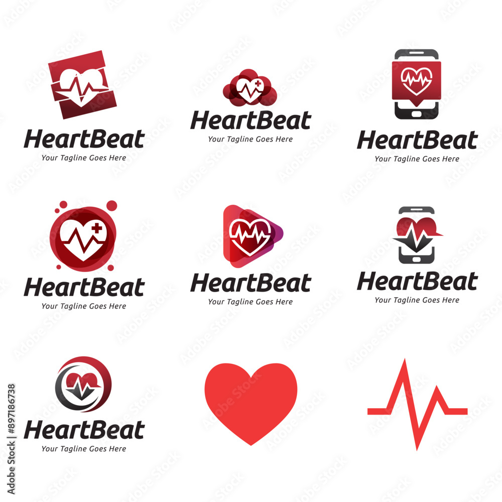 Set of Heart beat logo vector, ECG Logo vector illustration. Set of Heart beat logo vector, ECG Logo vector illustration.