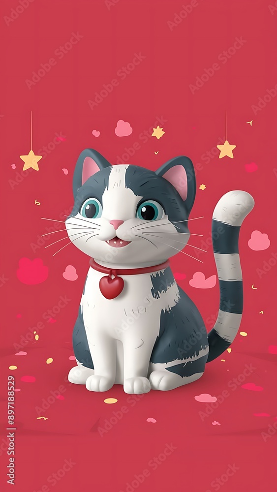 Fototapeta premium cute cat 3d illustration vector concept