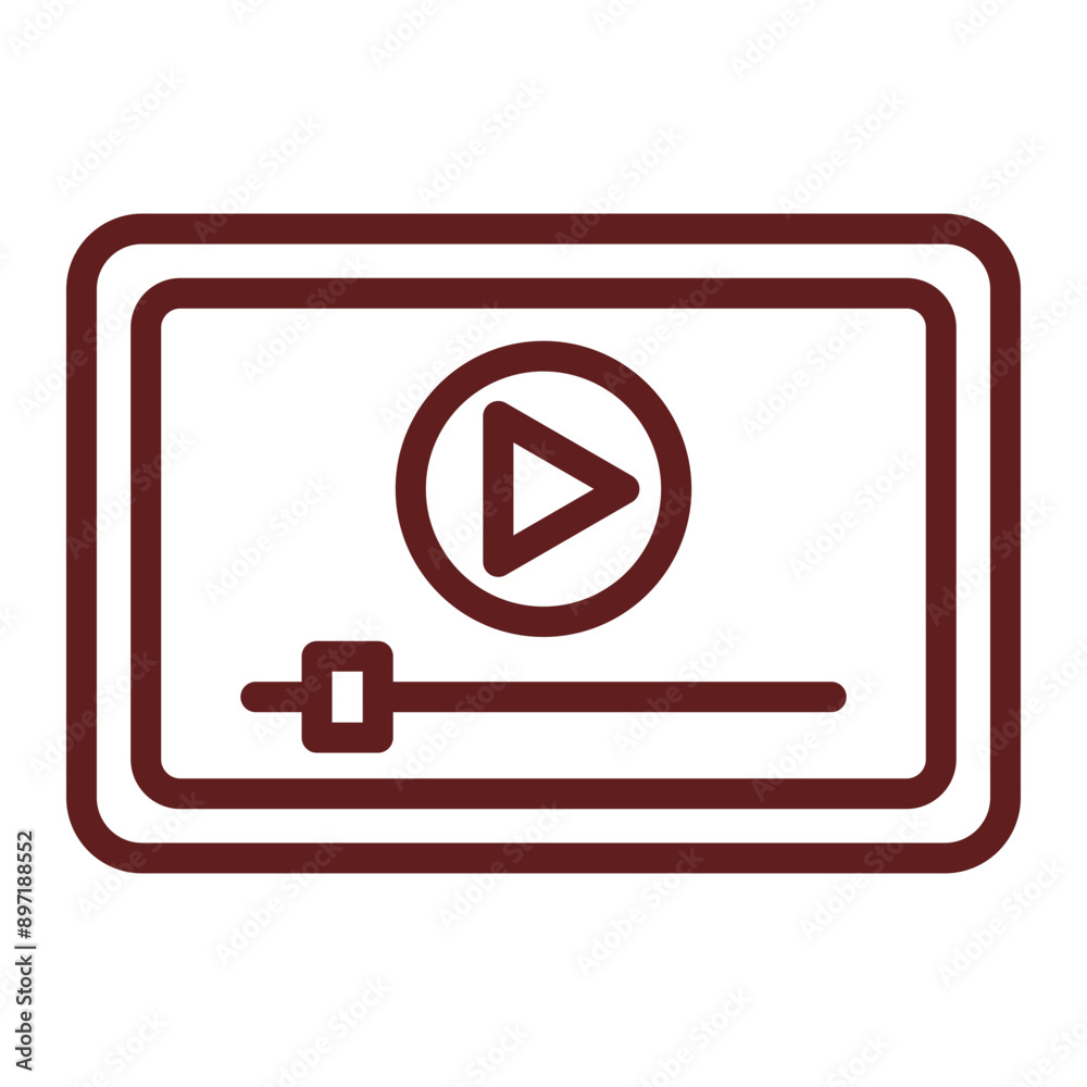 Video Player Vector Line Maroon Icon Design Video Player Vector Line Maroon Icon Design