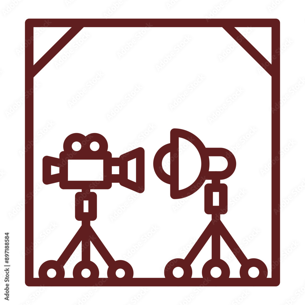 Studio Vector Line Maroon Icon Design Studio Vector Line Maroon Icon Design