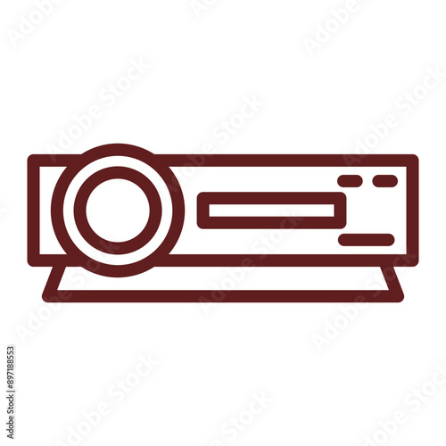 Projector Vector Line Maroon Icon Design