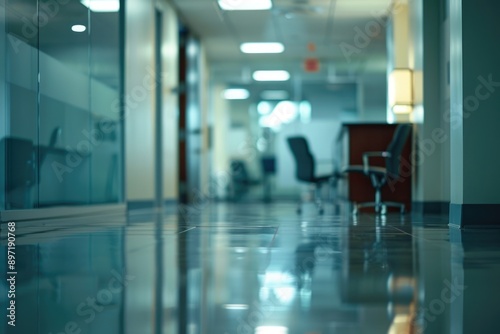 Wallpaper Mural A long hallway with rows of chairs, ideal for a lecture or meeting space Torontodigital.ca