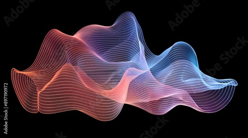 Gradient lines on a black background creating abstract wavy shapes