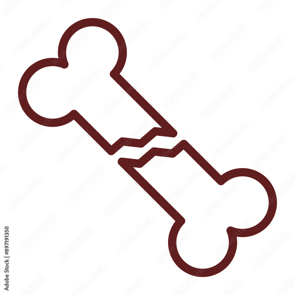 Broken Bone Vector Line Maroon Icon Design Broken Bone Vector Line Maroon Icon Design