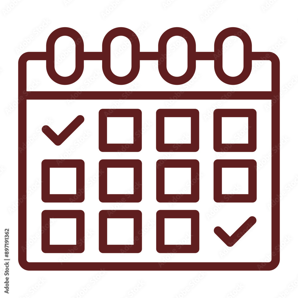 Calendar Vector Line Maroon Icon Design Calendar Vector Line Maroon Icon Design