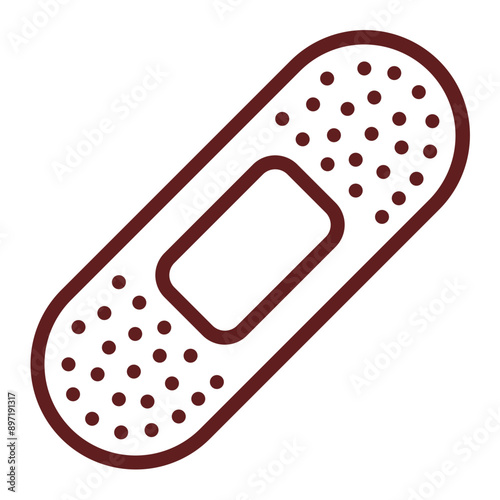 Band Aid Vector Line Maroon Icon Design