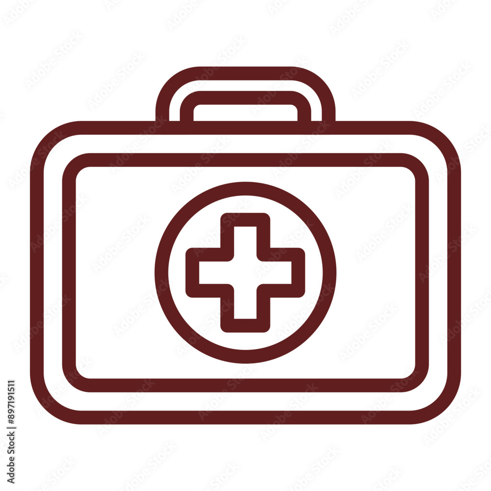 First Aid Kit Vector Line Maroon Icon Design First Aid Kit Vector Line Maroon Icon Design