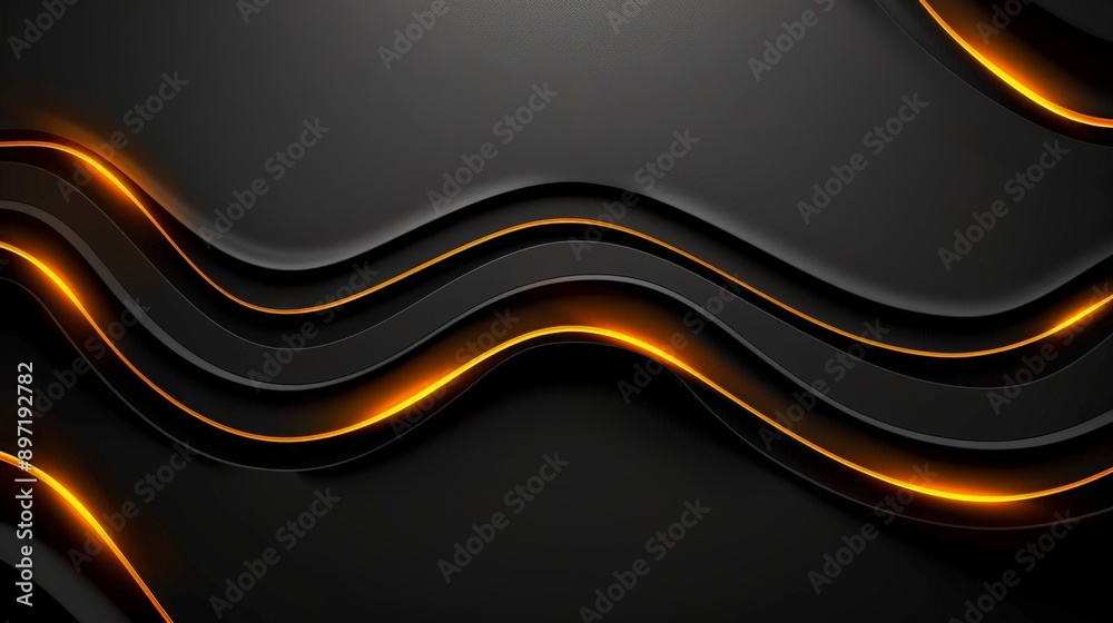 Dynamic and modern design with glowing orange lines on abstract black background Dynamic and modern design with glowing orange lines on abstract black background