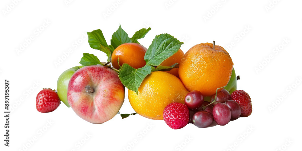 A bunch of fruit including apples, oranges, and strawberries A bunch of fruit including apples, oranges, and strawberries