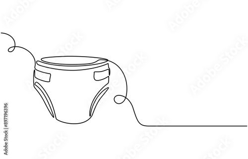 continuous line drawing. Line art, drawing baby diapers. Vector illustration on white background, Newborn line art. Baby legs illustration. Art for print. Child in diaper. Continuous one line drawing.