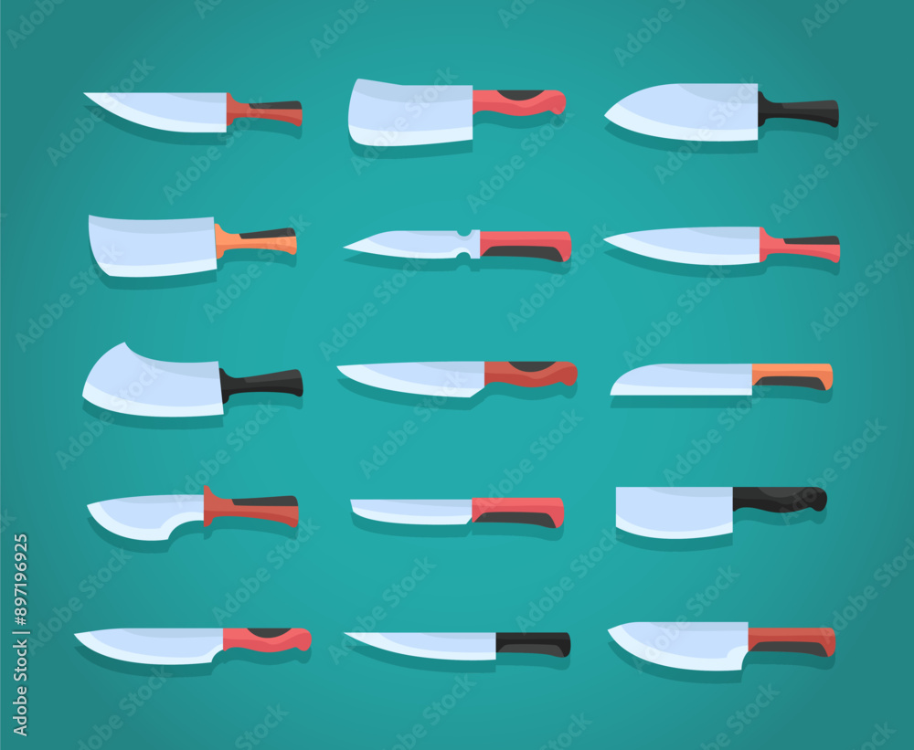 Kitchen knife and meat cutter chef equipment illustration Kitchen knife and meat cutter chef equipment illustration
