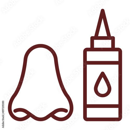 Nasal Vector Line Maroon Icon Design
