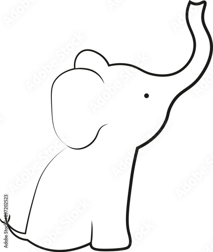 lineart vector illustration of a cute elephant