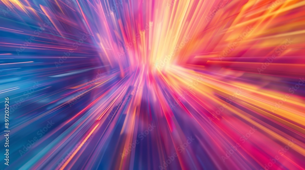 Fototapeta premium Abstract background with colorful light beams converging, creating a sense of speed and energy